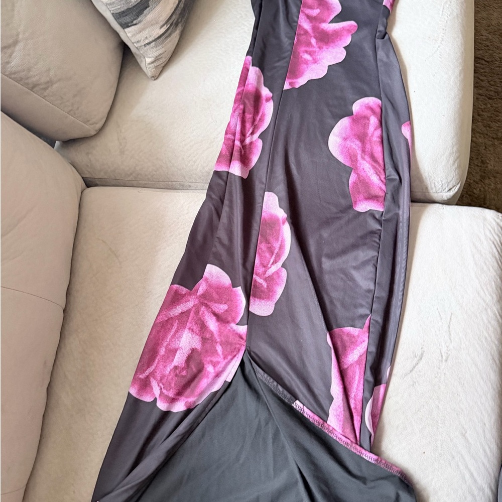 Asymmetrical Gray and Pink Dress